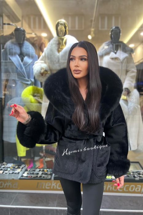 Дамско палто естествен косъм