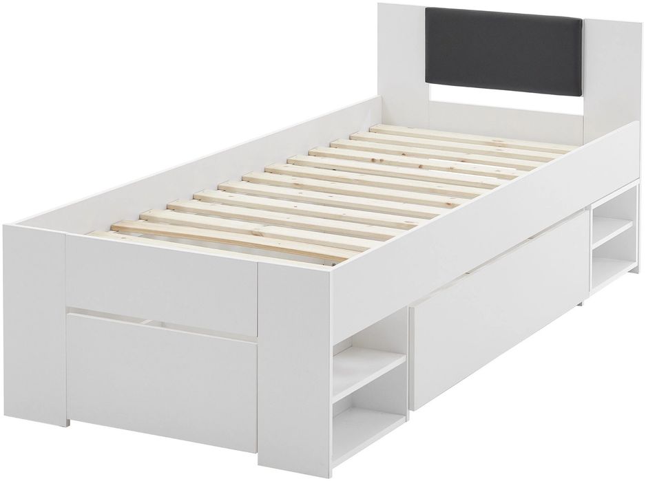 Pat single Relita – cu sertare mari, noptieră pe roți