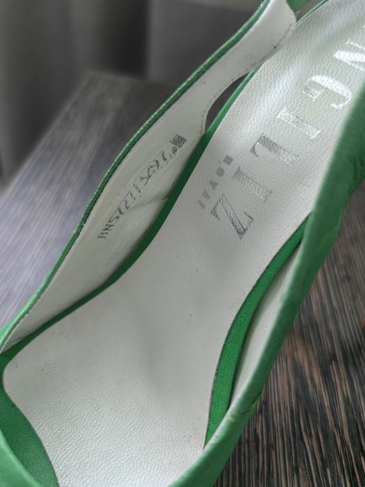 Сандали на висок ток, естествена кожа - Ingiliz