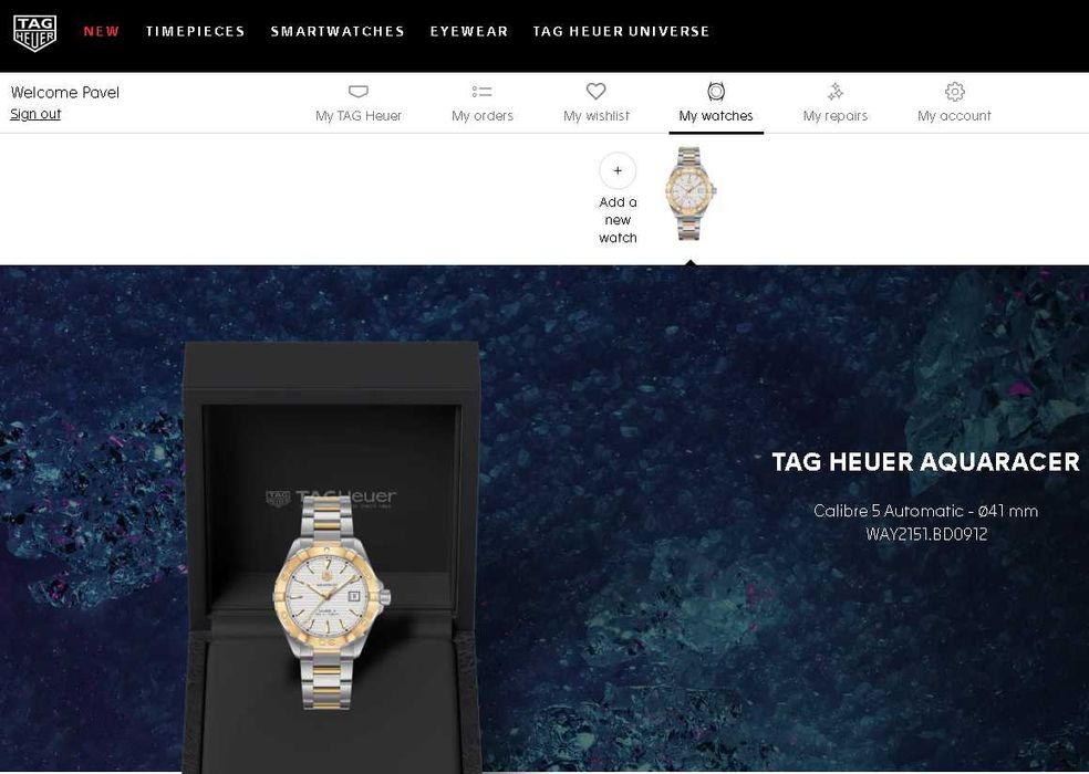 ПОЗЛАТЕН TAG HEUER AQUARACER Calibre 5 WAY2151 Мъжки Часовник Нов