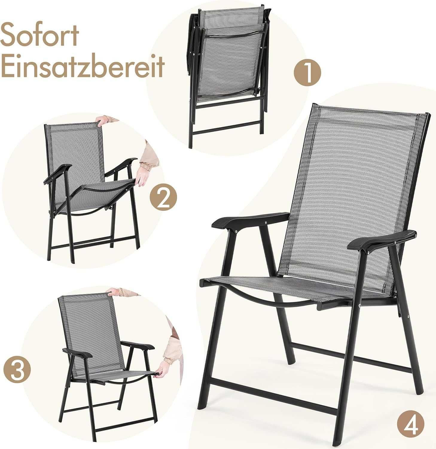 Set 2 scaune gradina pliante, cadru metal |YT 592830 Gray(2pcs)