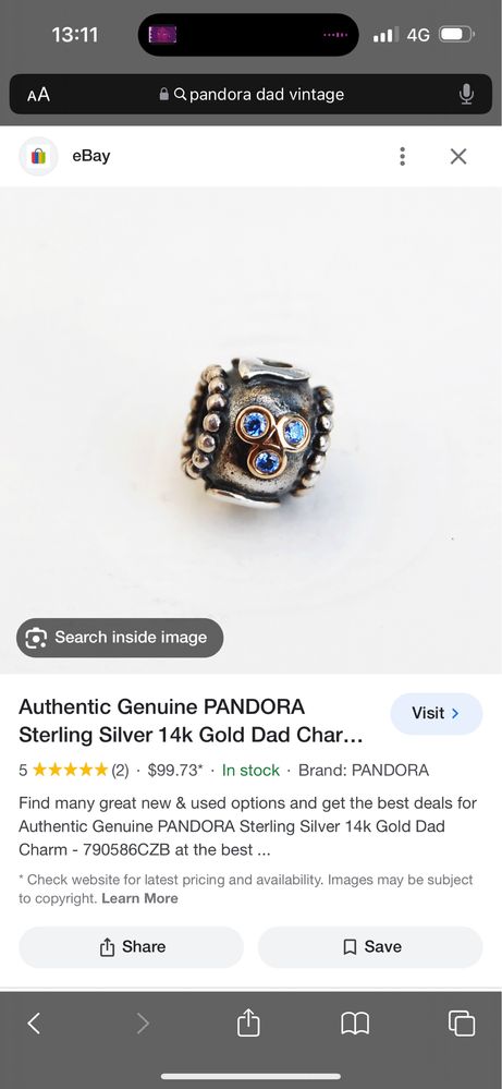 Pandora vintage MOM DAD HTF originale