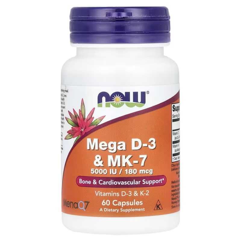 NOW Foods Mega D-3 и MK-7 д3+к2 5000 d3 k2 mk7 k2 + d3
