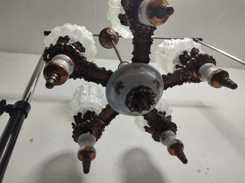 Lustra veche candelabru  5 brate ceramica