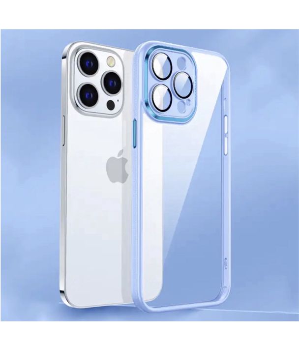 Iphone 14/PRO/MAX/PLUS - Husa Rama Silicon Spate Plexi Butoane Metal