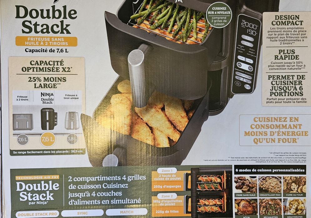 Airfryer Ninja vertical  doua sertare 7,6L