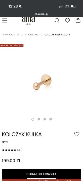 Cercel piercing aur 375