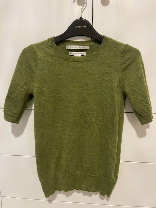 100% мерино зелен фин пуловер Max Studio