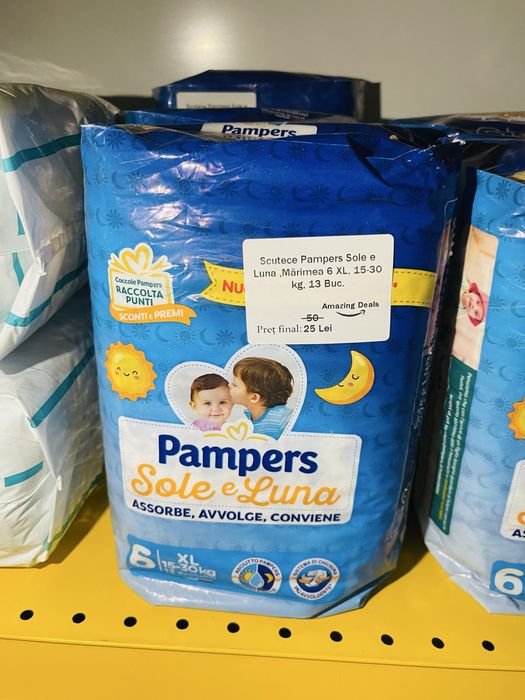 Pampers Sole e Luna , Marimea 6 XL , 15-30kg ,13 Buc ,Pret pe Pachet