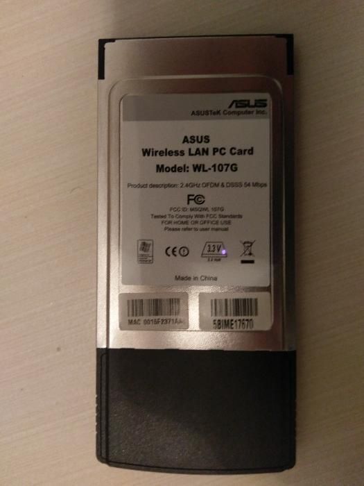 Placa ASUS PCMCIA WiFi pentru laptop 54Mbs