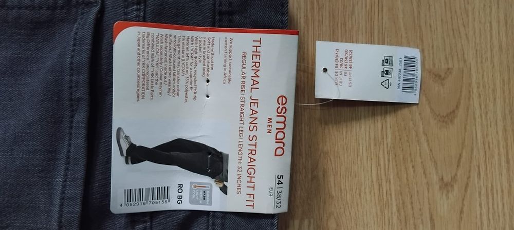 Blugi termo 54/XXL,noi cu etichetă, negri