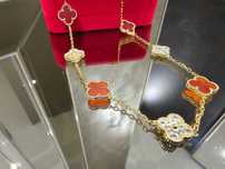 Van Cleef & Arpels VCA Gold Red Alhambra 10 Motif Clover Дамско Колие