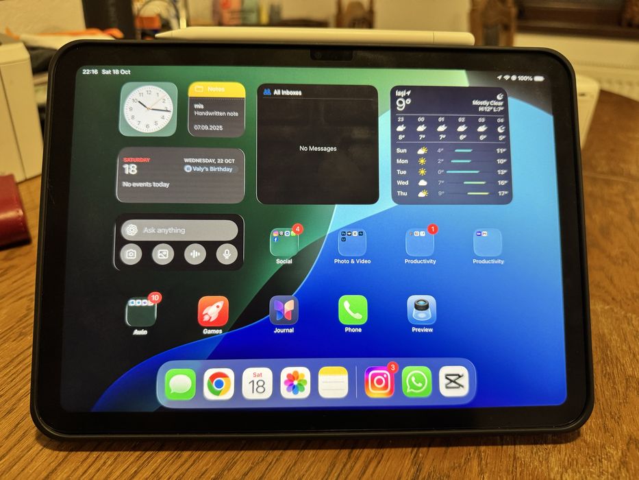 iPad 11 (A16) 2025 - 128Gb, blue + apple pencie - 2ani garantie