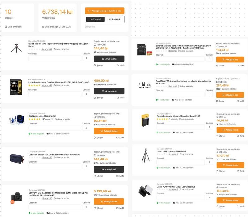 Sony ZV-E10 II + multe accesorii