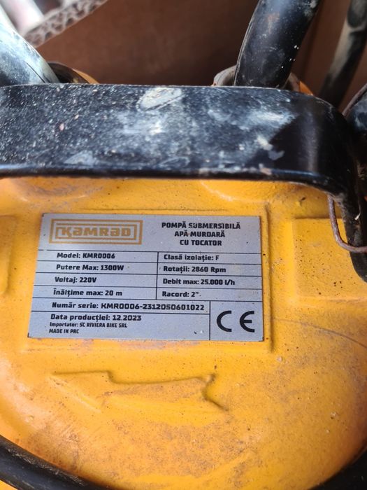 Pompa submersibila de apa murdara 20m, racord 2"