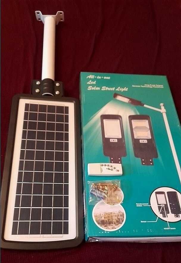 Lampa solara led stradala 300w senzori telecomanda teava suport fixare