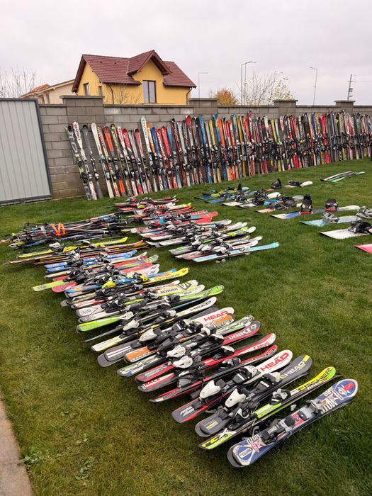 Vand skiuri/ snowboard si clapari inre 80 si 180 cm
