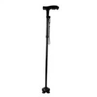 Baston ajustabil cu lanterna si maner pliabil, Negru, 82 cm