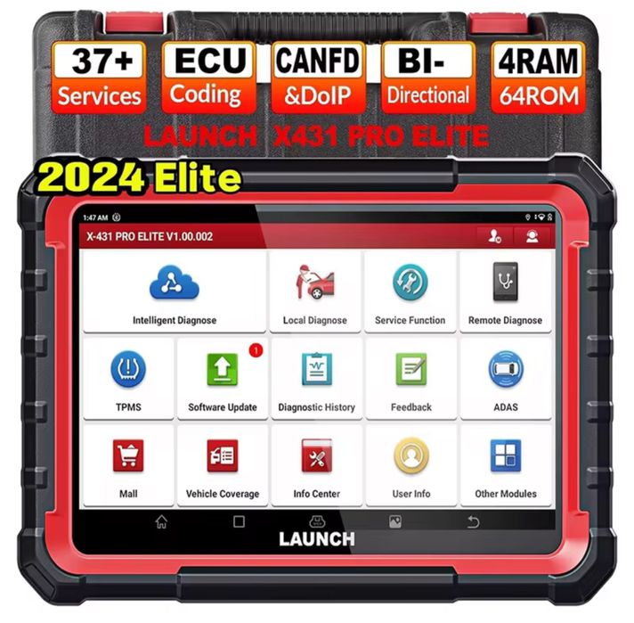 Tester/Diagnoza Launch x431 PRO ELITE cu CANFD&DOIP 2025 Turisme 12V