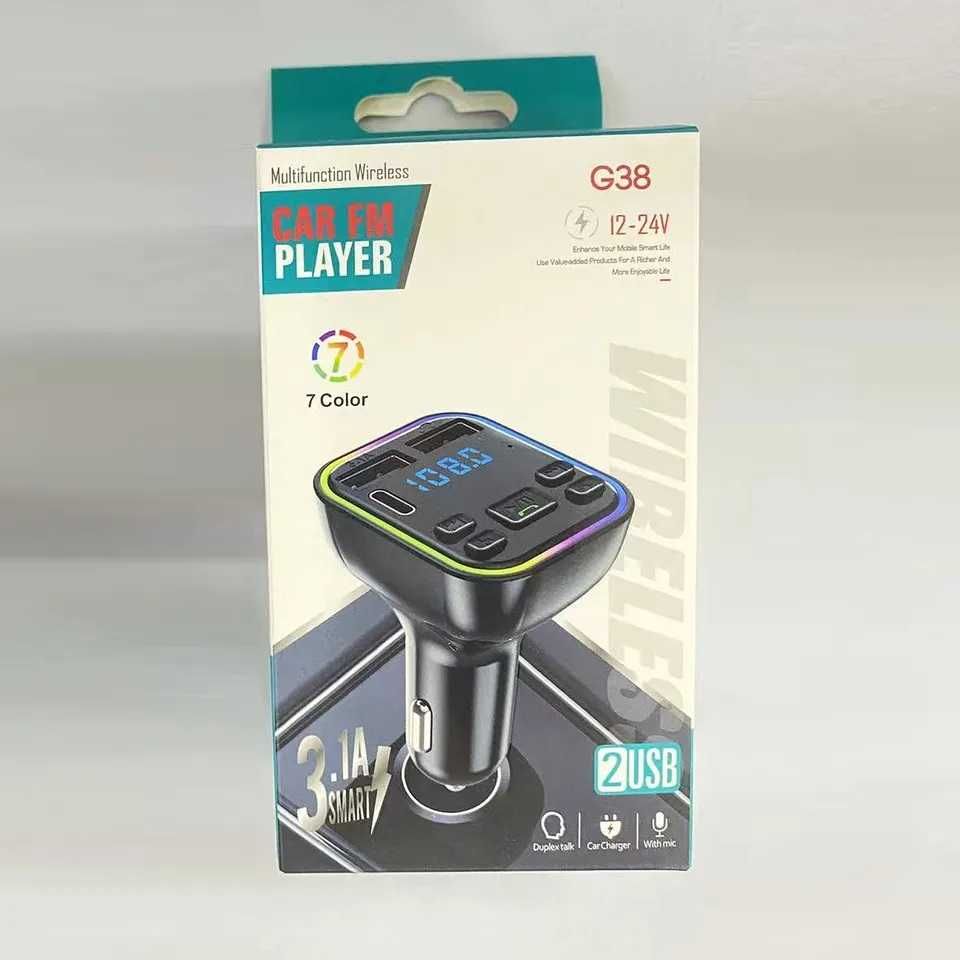 Авто FM трансмитер Pixlink BT-G38, Bluetooth 5.0, Handsfree, RGB