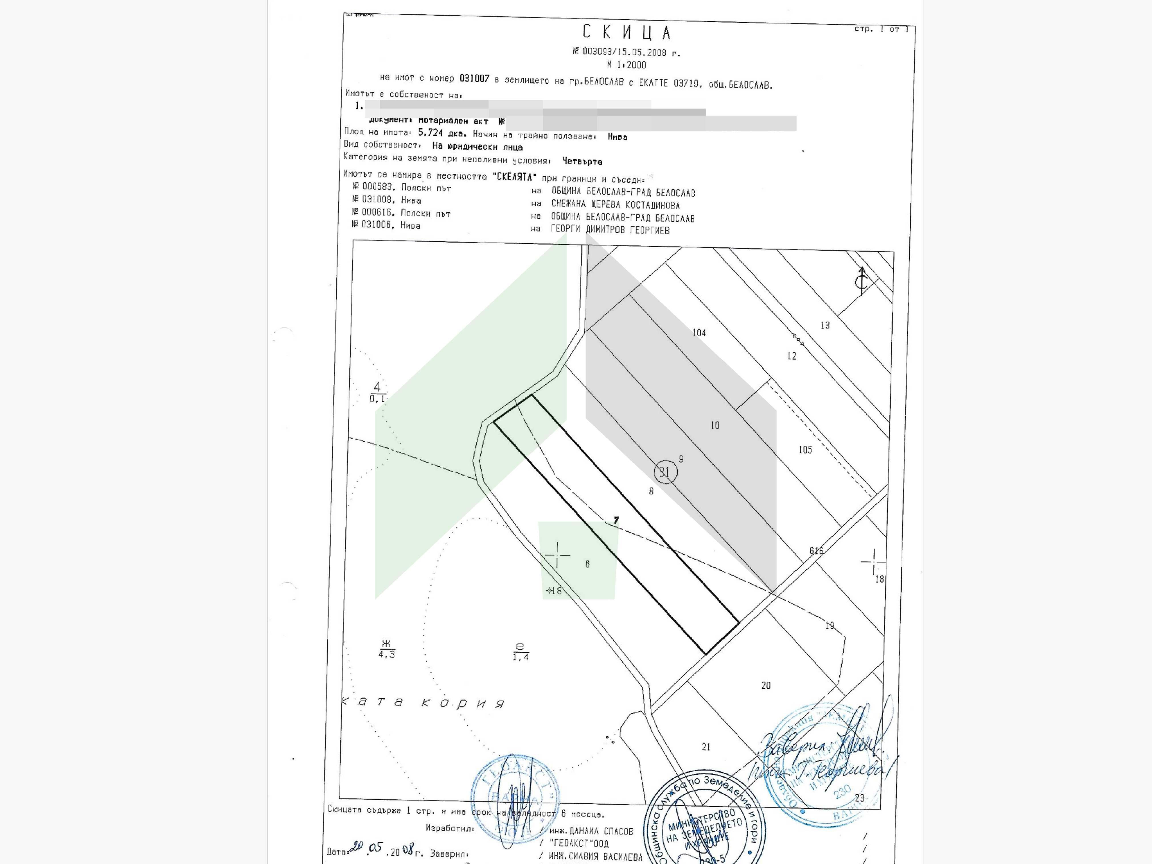 ПРОДАВА парцел земеделска земя 5724 квм. 4-та кат. гр Белослав, Варна.
