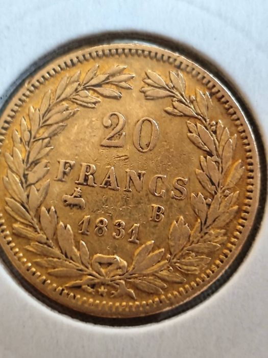 Златна Монета 20 Френски Франка Луи Филип I 1831 г.