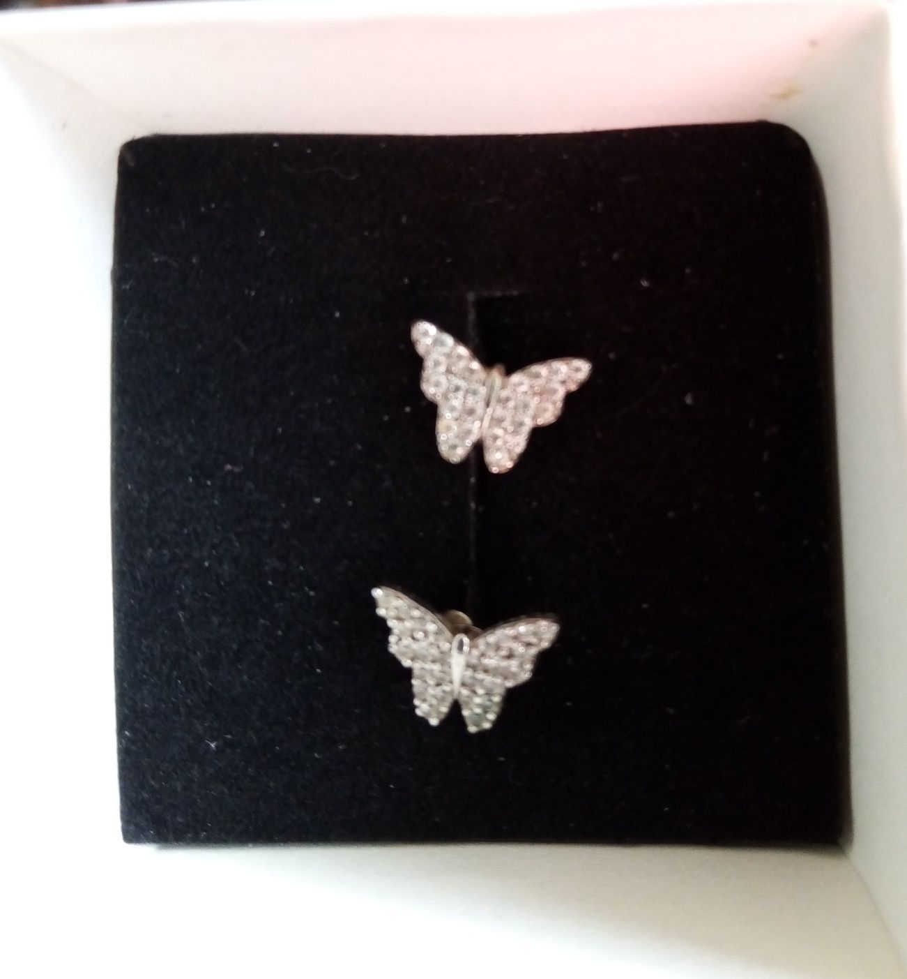 Сребърен пръстен и обеци пеперуди