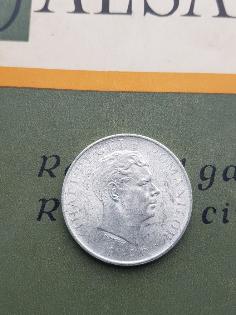 Moneda Romania 100000 lei 1946 Mihai I argint AU58