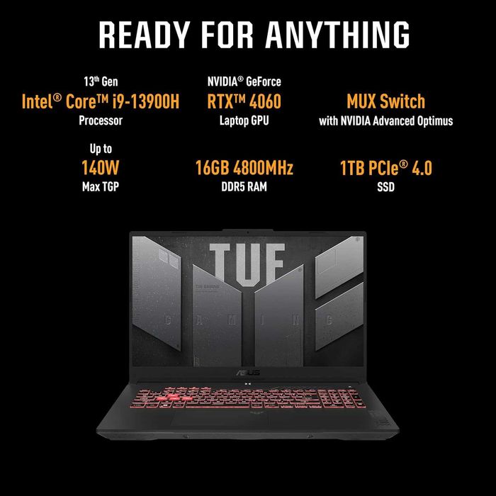 ASUS TUF F17 Intel Core i9-13900H/17.3"QHD 240Hz/RTX 4060/16GB/1TB SSD