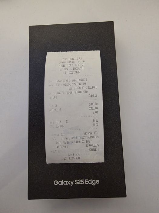 Samsung s25 Edge 5G Jetblack 256Gb NOU Sigilat Acte 2 ANI GARANȚIE
