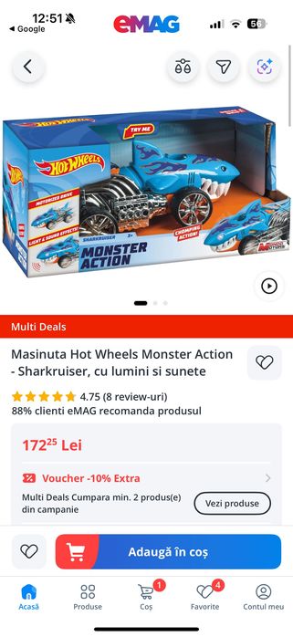 Masinuta Hotwheels Monster Action