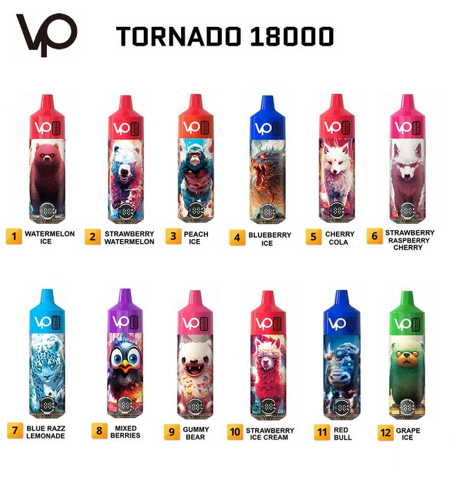 Pachet 6 bucati Vape Tornado 18000 fumuri - USB C