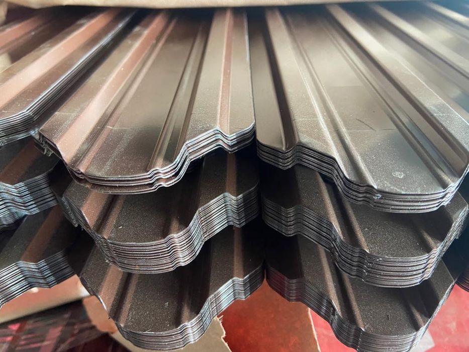 Șipcă Metalică Gard Fațadă Roșie și Maro Ciocolatiu