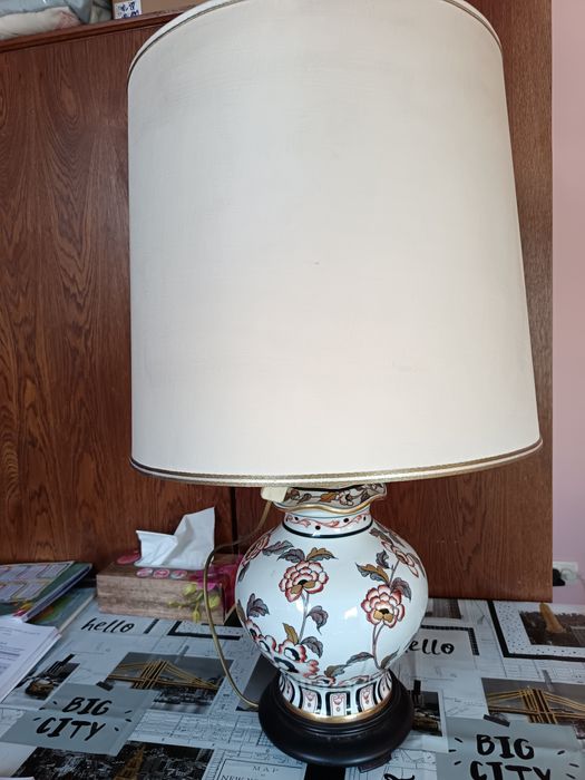 Veioza abajur porțelan vintage made in italy gigant(72cm/h)