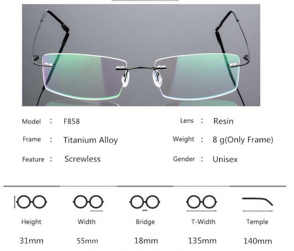 [VAND] Rame ochelari aliaj titan ultra-usori, flexibili culoare neagra