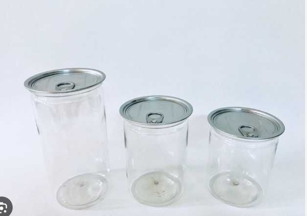 ПЭТ банка с алюминиевой крышкой EASY OPEN пластиковая изи опен разные