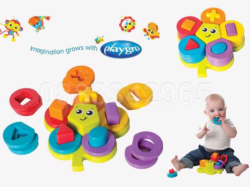 НОВИ! Активна играчка пъзел Playgro Shape Sorting Flower Puzzle