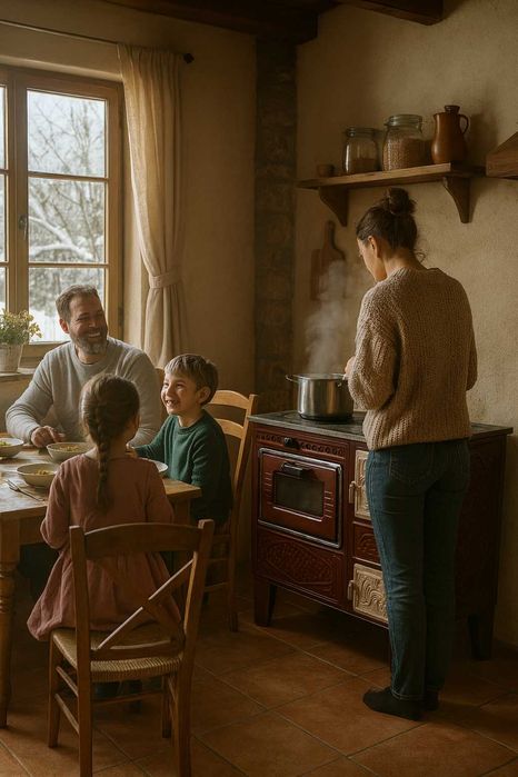 Soba Lemne Gatit Incalzit Spor Plita Cuptor 7kw Evacuare STANGA BN