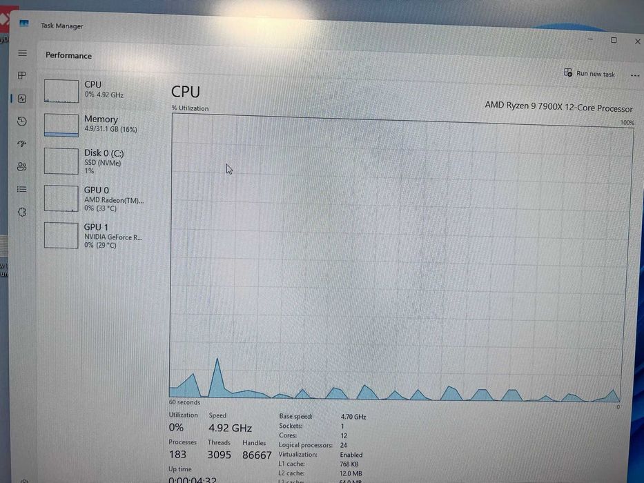 Hope Amanet P10/Unitate Gaming Amd Ryzen 9,7900x,RTX 4070,32GB,500 SSD