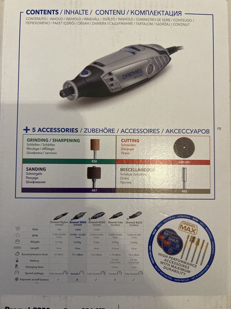 Polizor drept Dremel 3000 5 accesorii 130w Nou