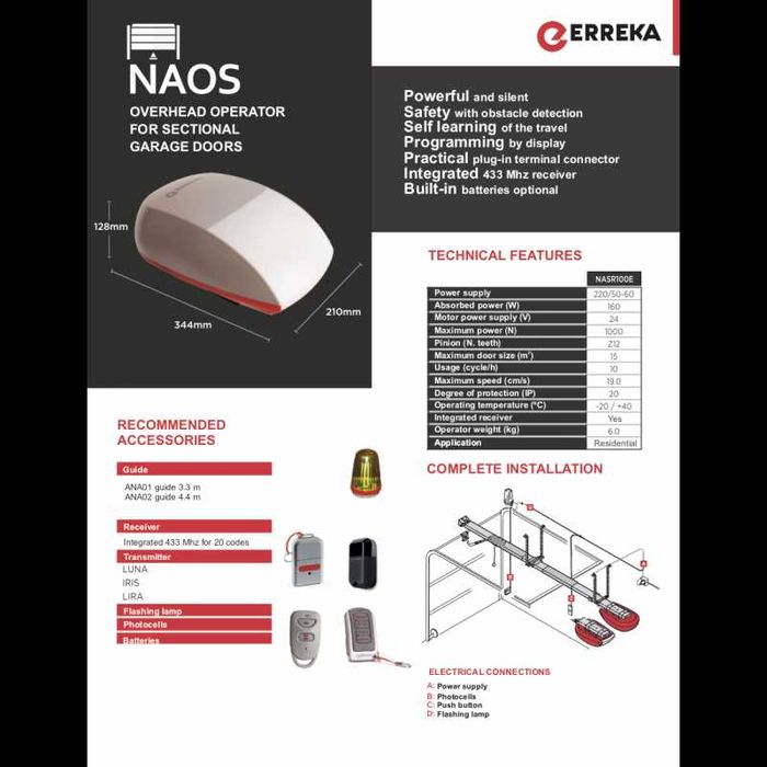 Гараж двигател за врата Erreka NAOS 2