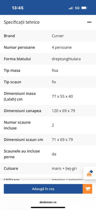 Mobilier terasa imitatie ratan