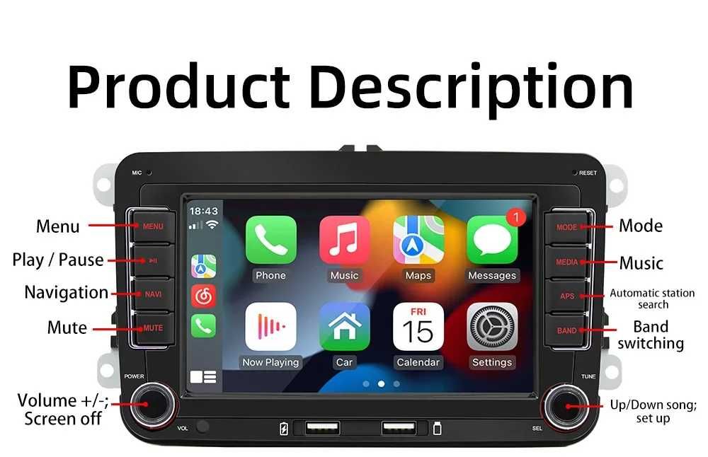 Мултимедия 7" 2-DIN с Android 12  за Volkswagen ,SEAT, Skoda