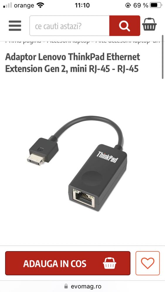 Adaptor Lenovo ThinkPad Ethernet ExtensionGen 2mini RJ-45RJ-45