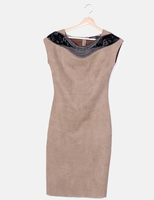 Празнична рокля Kendal+Kylie, Бежова рокля велур