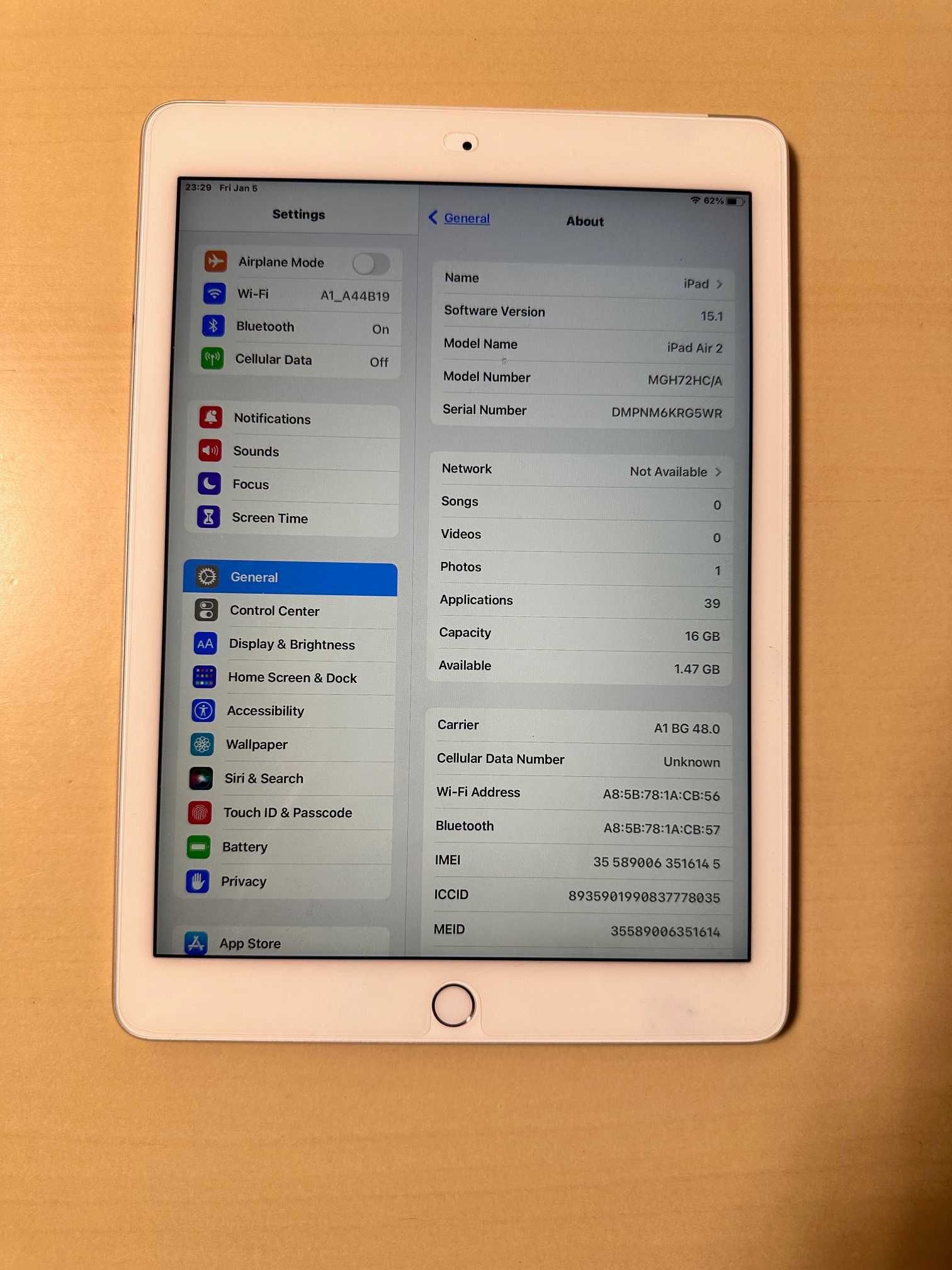 iPad Air 2 16GB SIM CARD