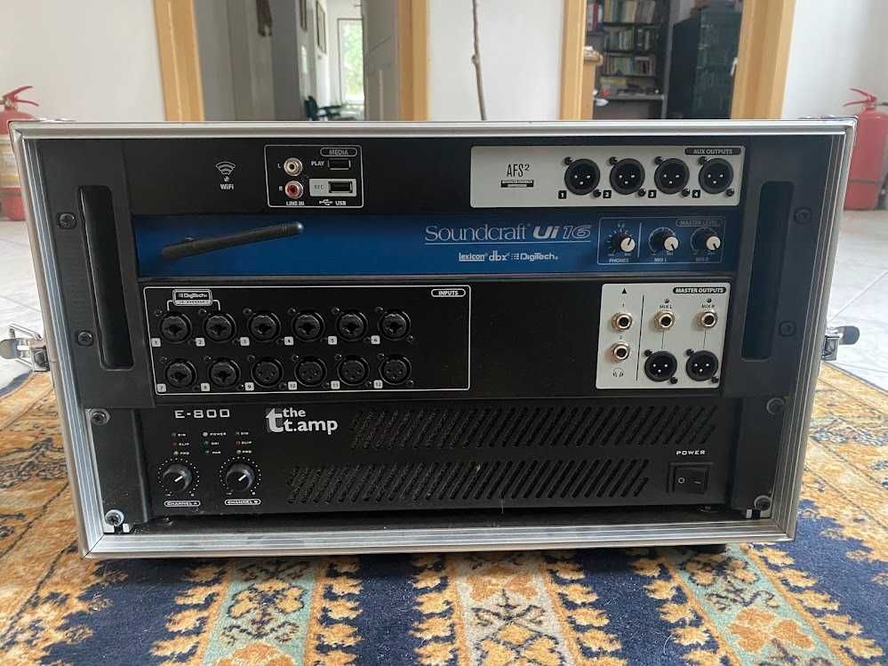 Soundcraft Ui16, The t.amp E-800, Flyht Pro Rack 5U Eco II Compact 23