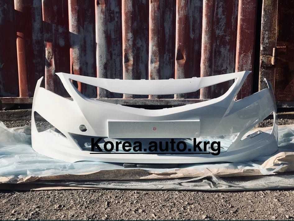 Бампер передний белый, решетка, капот, крыло Hyundai Accent Kia Rio