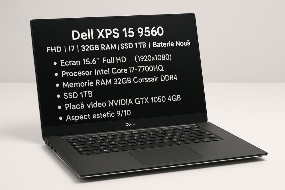 Dell XPS 9560 FHD i7 NVIDIA GTX 1050 4Gb 32Gb RAM SSD 1TB Baterie nouă