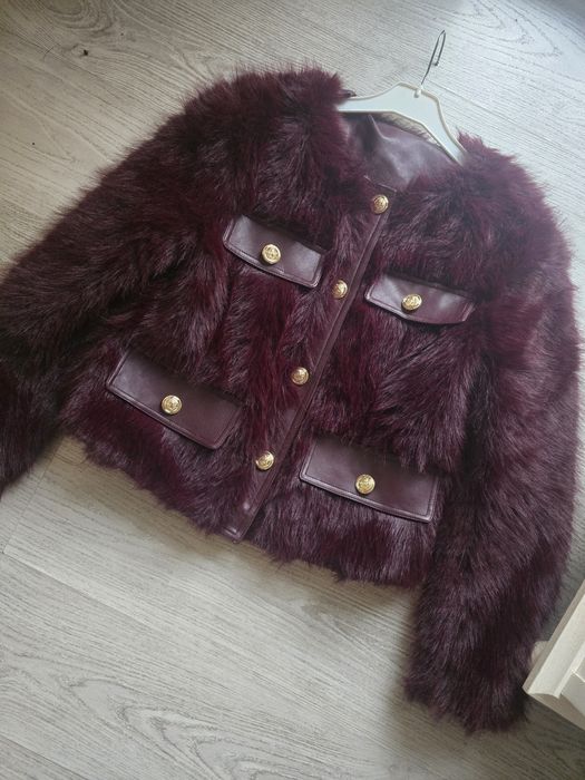 Пухено яке  цвят бордо